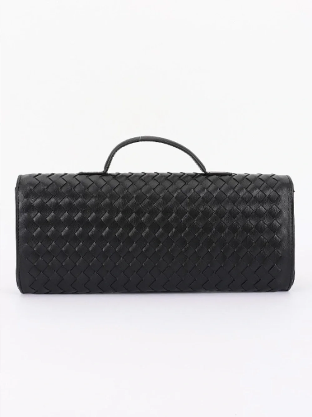 Woven Leather Top-Handle Bag with Gold Hardware